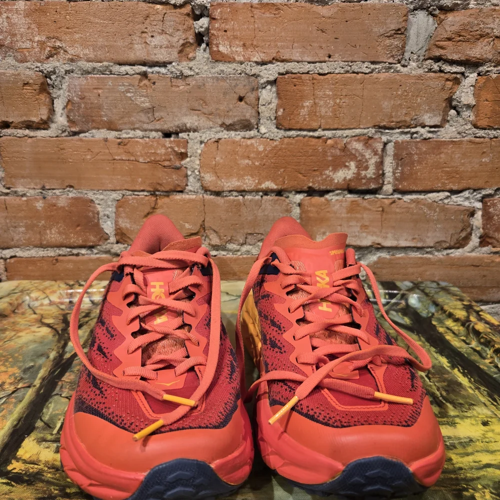 HOKA Trail Running Shoe in Red and Orange - Picture 2 of 7